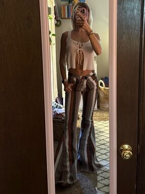 Saints and Hearts Stripes Bell Bottoms